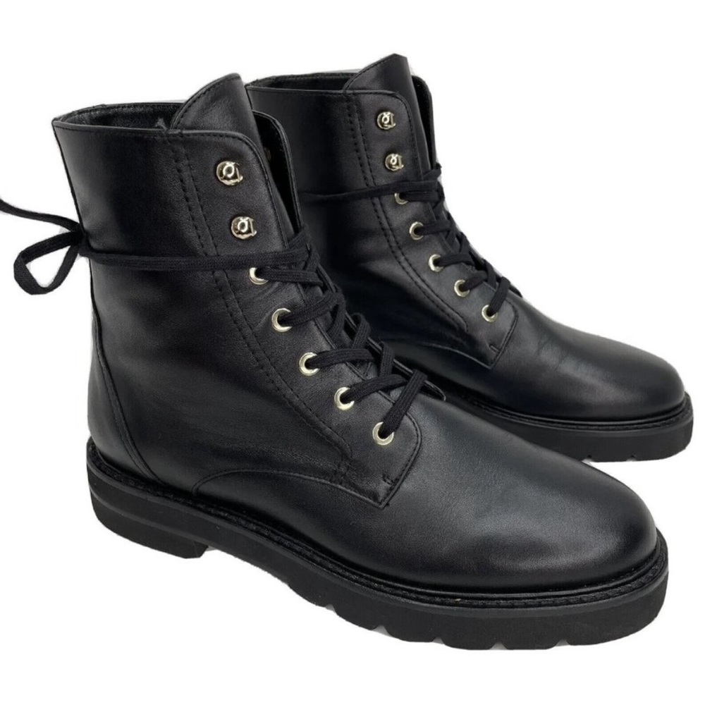 Stuart weitzman Mila lift bootie black leather combat boot size 8